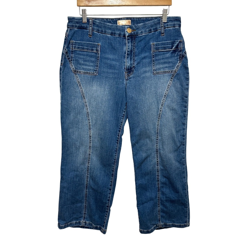 Kut from the Kloth Charlotte High Rise Wide Leg Crop Jeans 12P Blue Denim Casual